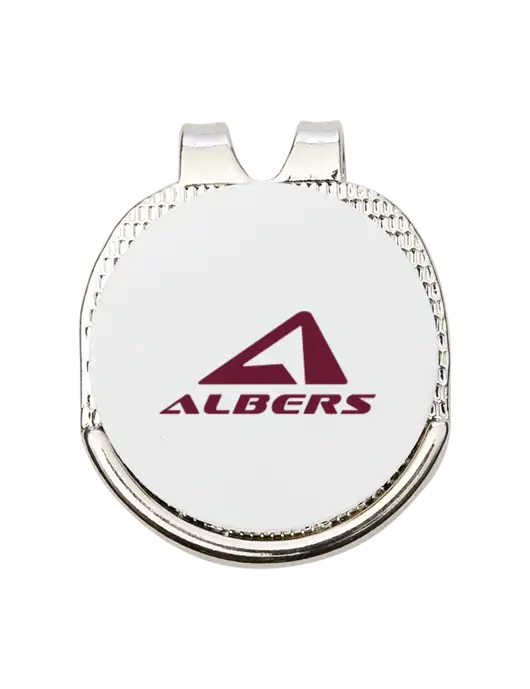 Antique Silver Hat Clip w/Golf Ball Marker w/Albers Aerospace Logo