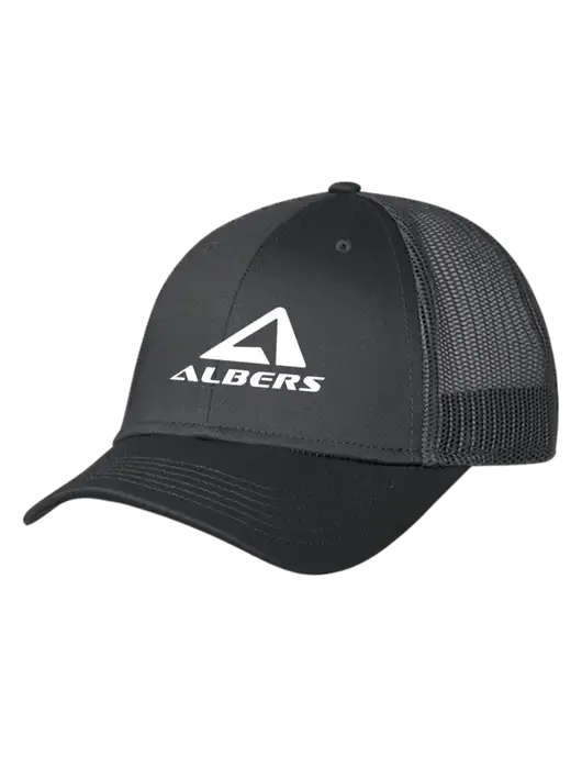 Charcoal Mesh Trucker Cap Snap Back w/Albers Aerospace Logo