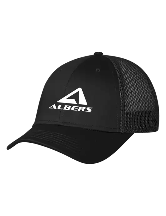 Black Mesh Trucker Cap Snap Back w/Albers Aerospace Logo