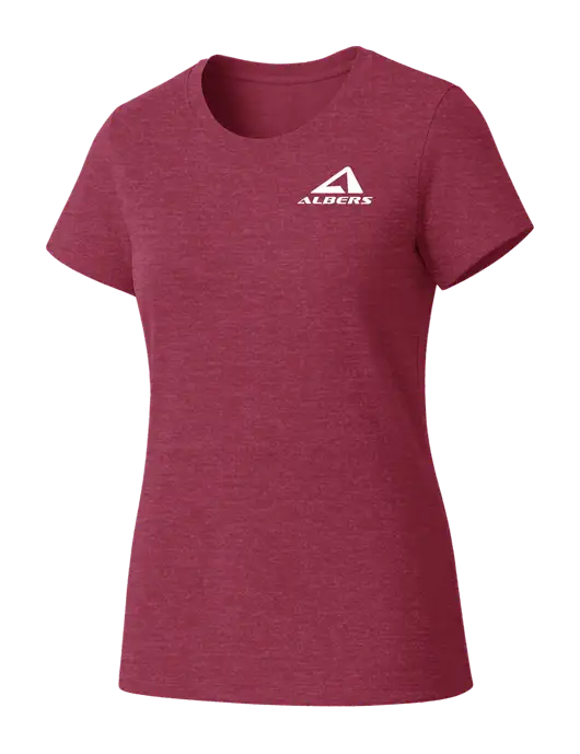 Womens Seriously Soft Heathered Cardinal T-Shirt w/Albers Aerospace Logo