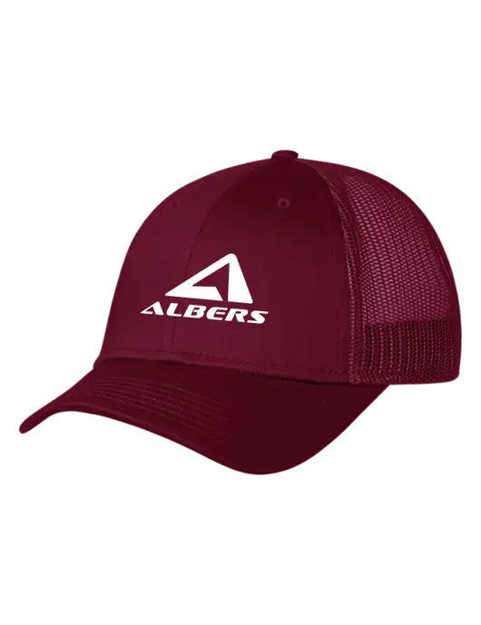 Maroon Mesh Trucker Cap Snap Back w/Albers Aerospace Logo