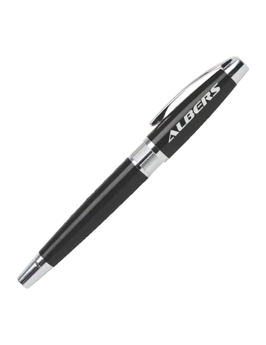 Masscotti Black Rollerball Pen - Black Ink w/Albers Aerospace Logo