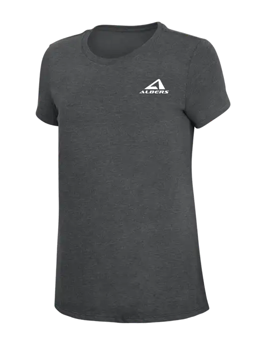 Womens Simply Soft Charcoal 4.5oz Poly/Combed Ring Spun Cotton T-Shirt w/Albers Aerospace Logo