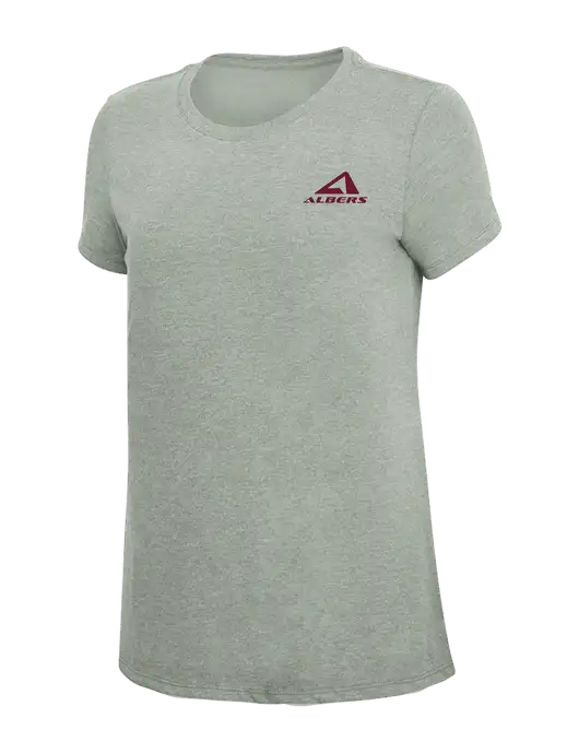 Womens Simply Soft Heathered Light Grey 4.5oz Poly/Combed Ring Spun Cotton T-Shirt w/Albers Aerospace Logo