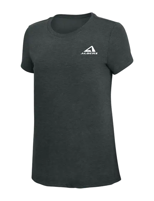 Womens Simply Soft Black Frost 4.5oz Poly/Combed Ring Spun Cotton T-Shirt w/Albers Aerospace Logo