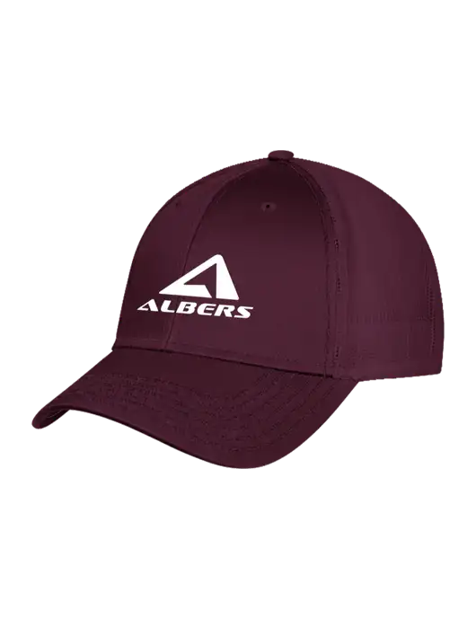 Maroon Mesh with Maroon Stitching on Bill Trucker Cap Snap Back w/Albers Aerospace Logo