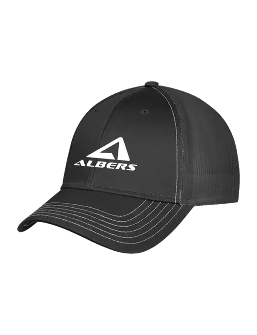 Charcoal Grey Mesh Trucker Cap Snap Back w/Albers Aerospace Logo
