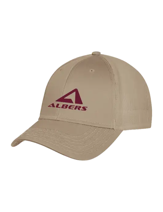 Khaki Mesh Trucker Cap Snap Back w/Albers Aerospace Logo