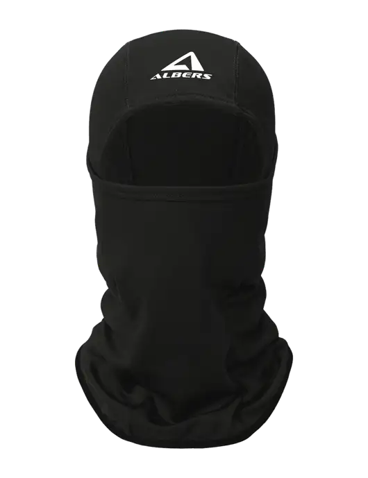 Black CornerStone Smooth Fleece Face Mask w/Albers Aerospace Logo
