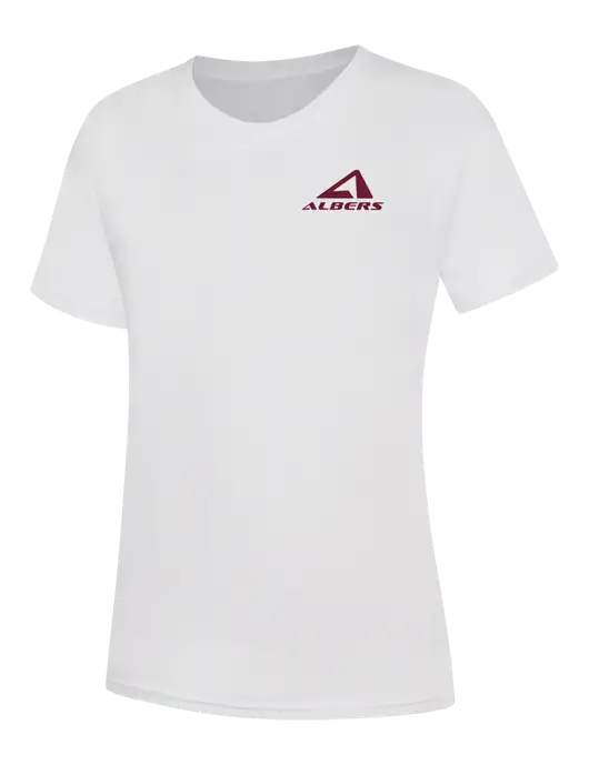 Womens White Core Blend Tee w/Albers Aerospace Logo