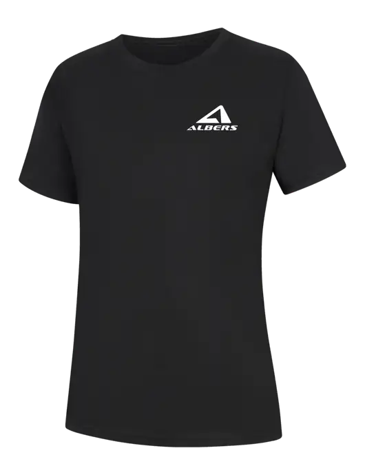 Womens Black Core Blend Tee w/Albers Aerospace Logo