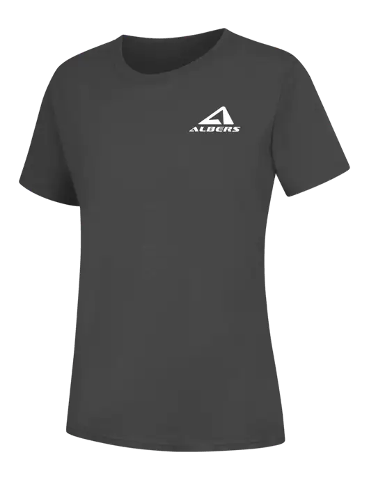 Womens Charcoal Core Blend Tee w/Albers Aerospace Logo