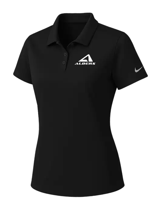 Nike Womens Black Dry Essential Solid Polo w/Albers Aerospace Logo