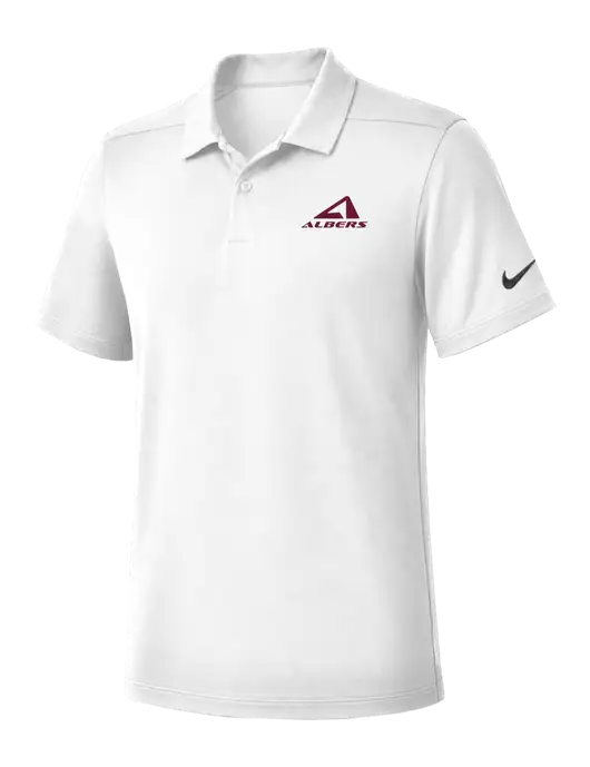 Nike White Dry Essential Solid Polo w/Albers Aerospace Logo
