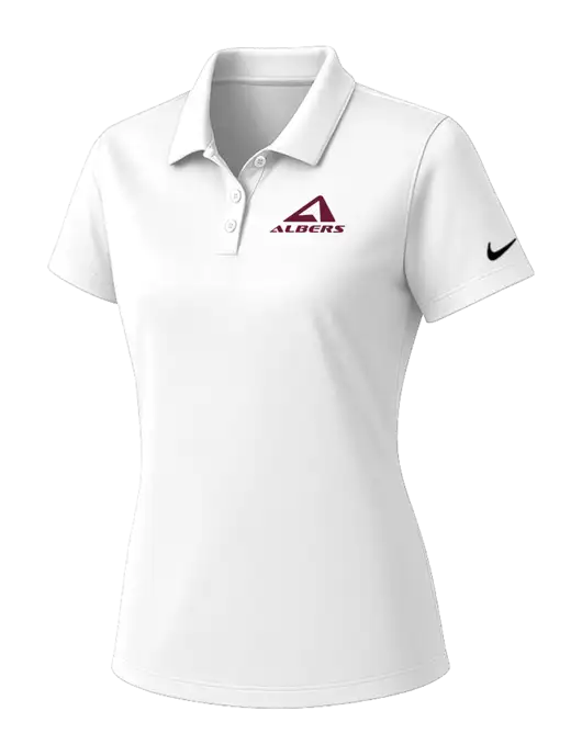 Nike Womens White Dry Essential Solid Polo w/Albers Aerospace Logo