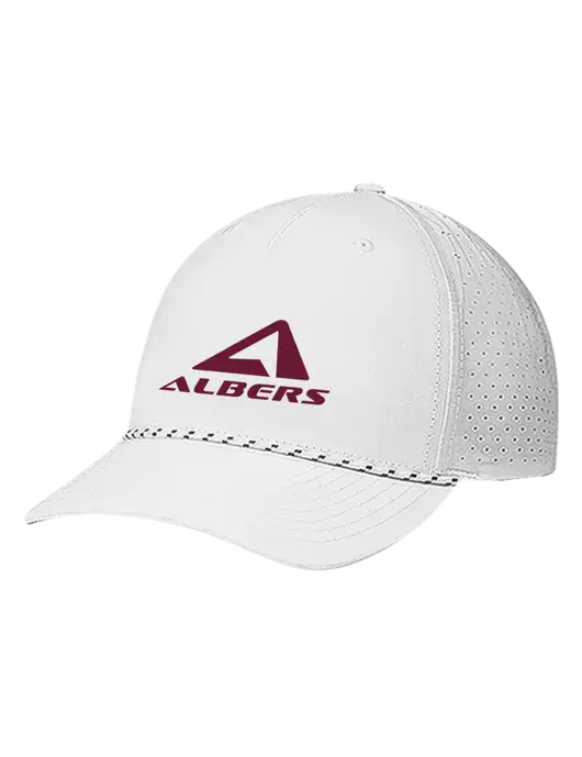 Richardson Laser Perf Performance White/White-Black Rope Cap w/Albers Aerospace Logo