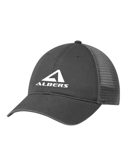 Richardson 111 Garment Washed Trucker Cap Charcoal w/Charcoal Mesh w/Albers Aerospace Logo