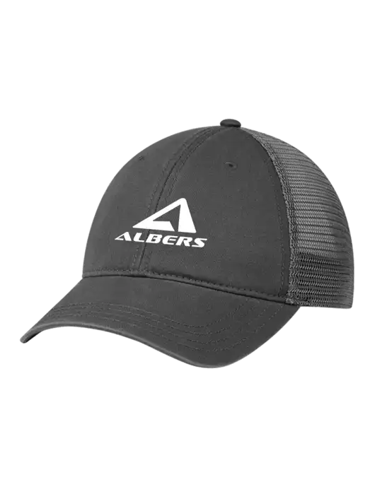 Richardson 111 Garment Washed Trucker Cap Charcoal w/Charcoal Mesh w/Albers Aerospace Logo