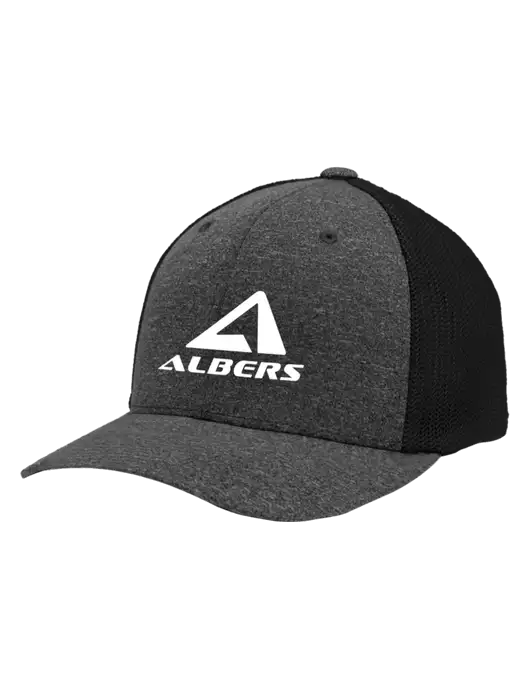 Flexfit Black/Dark Charcoal Heather Melange Mesh Back Trucker Cap w/Albers Aerospace Logo