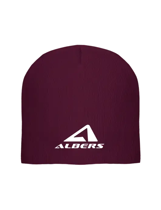 Solid Maroon Element Knit Beanie w/Albers Aerospace Logo