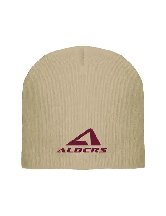 Solid Tan Element Knit Beanie w/Albers Aerospace Logo