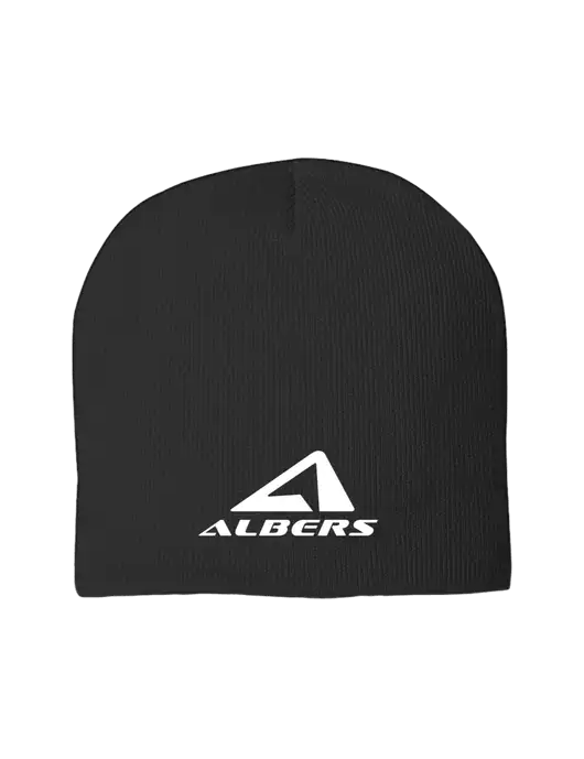Solid Black Element Knit Beanie w/Albers Aerospace Logo