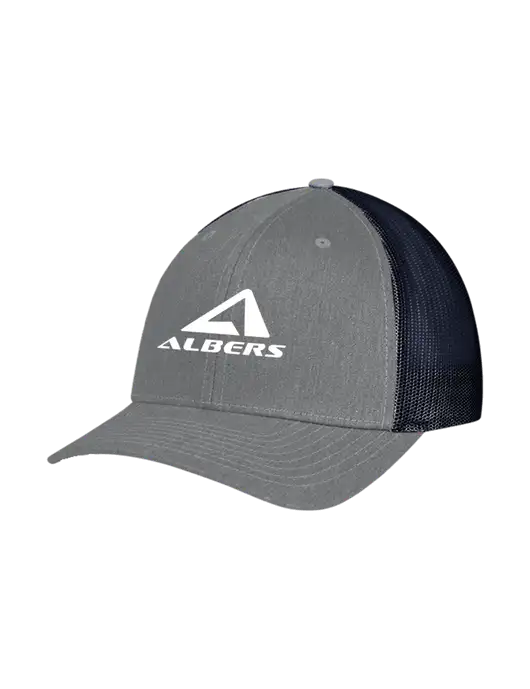 Richardson Adjustable Snapback Original 112 Trucker Cap Heather Grey w/Navy Mesh w/Albers Aerospace Logo