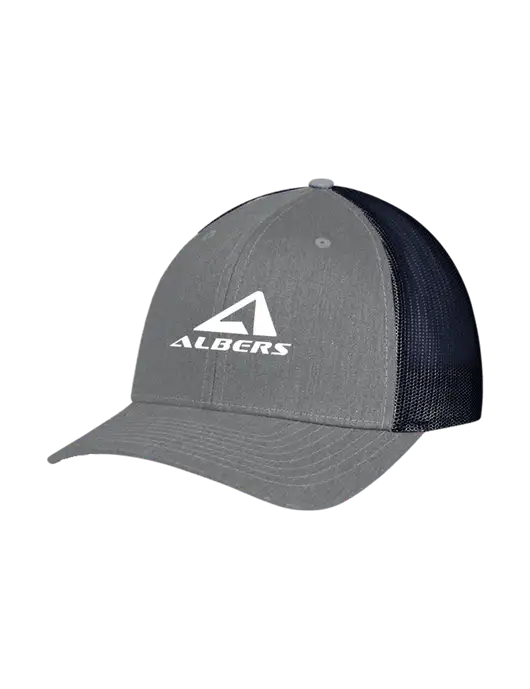 Richardson Adjustable Snapback Original 112 Trucker Cap Heather Grey w/Navy Mesh w/Albers Aerospace Logo