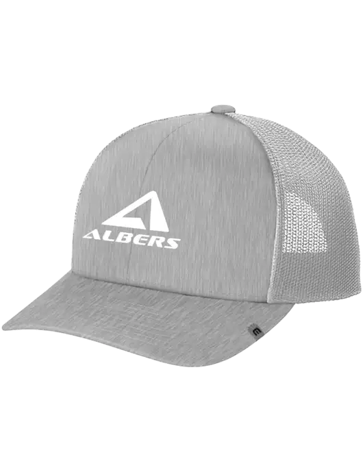TravisMathew Light Medium Grey Heather Cruz Trucker Cap w/Albers Aerospace Logo